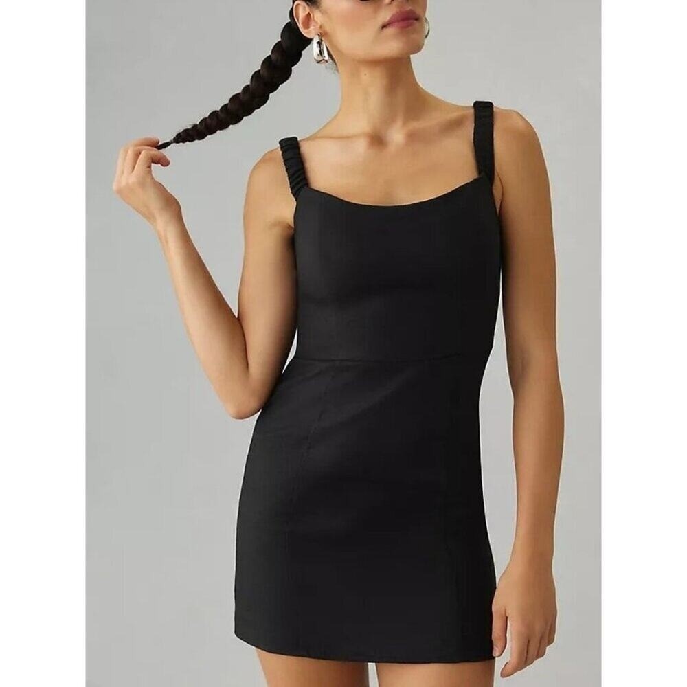 New Reformation Sawyer Linen Mini Dress Black Size 2